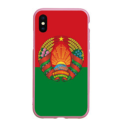 Чехол iPhone XS Max матовый Республика Беларусь, цвет: 3D-розовый