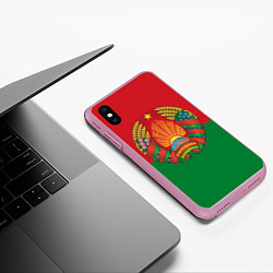 Чехол iPhone XS Max матовый Республика Беларусь, цвет: 3D-розовый — фото 2