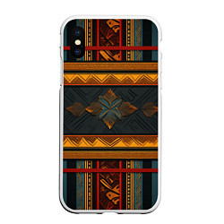 Чехол iPhone XS Max матовый Этнический рисунок в полоску, цвет: 3D-белый