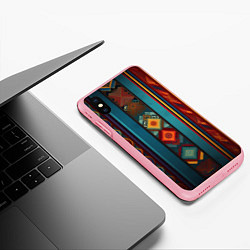 Чехол iPhone XS Max матовый Этнический орнамент в вертикальную полоску, цвет: 3D-баблгам — фото 2