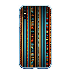 Чехол iPhone XS Max матовый Этнический паттерн в вертикальную полоску, цвет: 3D-голубой