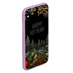 Чехол iPhone XS Max матовый Happy new year black style, цвет: 3D-сиреневый — фото 2