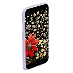 Чехол iPhone XS Max матовый Новогодние цветы и листья, цвет: 3D-светло-сиреневый — фото 2
