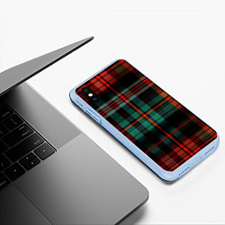 Чехол iPhone XS Max матовый Красно-зелёная шотландская клетка, цвет: 3D-голубой — фото 2