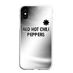 Чехол iPhone XS Max матовый Red Hot Chili Peppers glitch на светлом фоне посер, цвет: 3D-белый