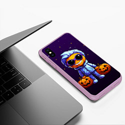 Чехол iPhone XS Max матовый Happy pumpkin, цвет: 3D-сиреневый — фото 2