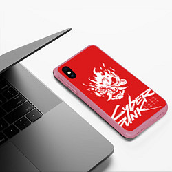 Чехол iPhone XS Max матовый Cyberpunk 2077: samurai, цвет: 3D-малиновый — фото 2