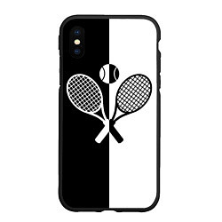 Чехол iPhone XS Max матовый Теннис - чёрно белое, цвет: 3D-черный