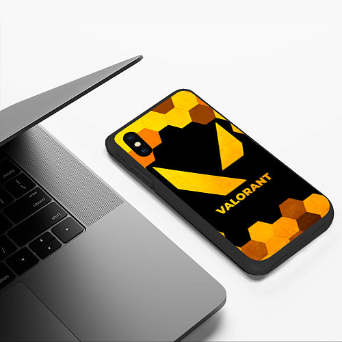 Чехол iPhone XS Max матовый Valorant - gold gradient / 3D-Черный – фото 3