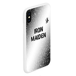 Чехол iPhone XS Max матовый Iron Maiden glitch на светлом фоне посередине, цвет: 3D-белый — фото 2