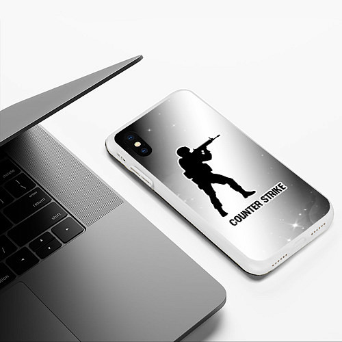 Чехол iPhone XS Max матовый Counter Strike glitch на светлом фоне / 3D-Белый – фото 3