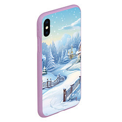 Чехол iPhone XS Max матовый Снежная тропинка, цвет: 3D-сиреневый — фото 2