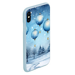 Чехол iPhone XS Max матовый Крупные новогодние шары, цвет: 3D-голубой — фото 2