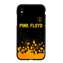 Чехол iPhone XS Max матовый Pink Floyd - gold gradient посередине, цвет: 3D-черный
