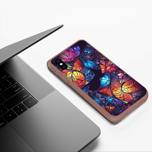 Чехол iPhone XS Max матовый Декоративный абстрактный узор / 3D-Коричневый – фото 3