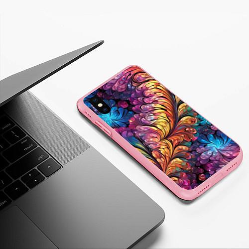 Чехол iPhone XS Max матовый Витиеватый разноцветный абстрактный узор / 3D-Баблгам – фото 3