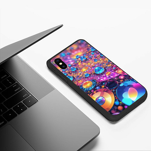 Чехол iPhone XS Max матовый Разноцветная декоративная абстракция / 3D-Черный – фото 3