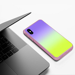 Чехол iPhone XS Max матовый Фиолетовый мятный и желто-зеленый градиент, цвет: 3D-розовый — фото 2