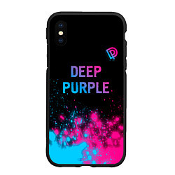 Чехол iPhone XS Max матовый Deep Purple - neon gradient посередине, цвет: 3D-черный