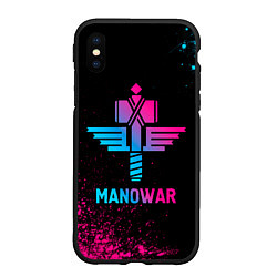 Чехол iPhone XS Max матовый Manowar - neon gradient, цвет: 3D-черный