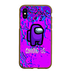 Чехол iPhone XS Max матовый Among us storm neon, цвет: 3D-коричневый