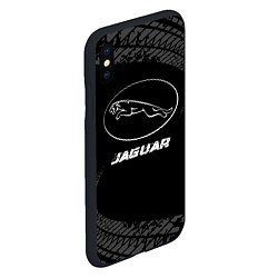 Чехол iPhone XS Max матовый Jaguar speed на темном фоне со следами шин, цвет: 3D-черный — фото 2