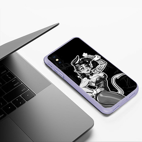 Чехол iPhone XS Max матовый Карлах в костюме зайки - baldurs gate / 3D-Светло-сиреневый – фото 3