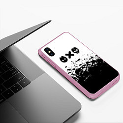 Чехол iPhone XS Max матовый Любовь смерь и роботы, цвет: 3D-розовый — фото 2