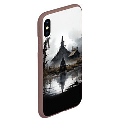 Чехол iPhone XS Max матовый Изба на болоте, цвет: 3D-коричневый — фото 2