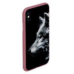 Чехол iPhone XS Max матовый Дымный волк, цвет: 3D-малиновый — фото 2