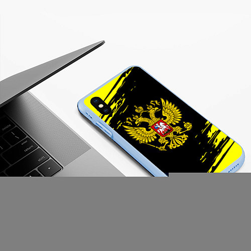 Чехол iPhone XS Max матовый Имперская Россия герб / 3D-Голубой – фото 3