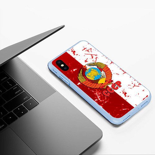 Чехол iPhone XS Max матовый СССР ретро символика / 3D-Голубой – фото 3