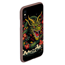 Чехол iPhone XS Max матовый Зеленый дракон, цвет: 3D-коричневый — фото 2