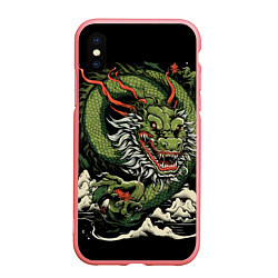 Чехол iPhone XS Max матовый Символ года зеленый дракон, цвет: 3D-баблгам