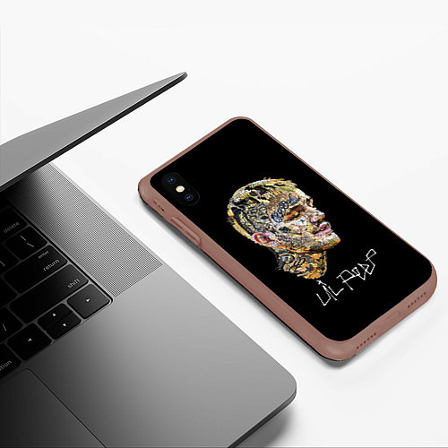 Чехол iPhone XS Max матовый Lil Peep mosaic rap / 3D-Коричневый – фото 3