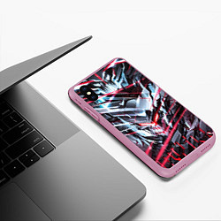 Чехол iPhone XS Max матовый Киберпанк адский скелет красный, цвет: 3D-розовый — фото 2