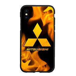 Чехол iPhone XS Max матовый Mitsubishi - gold gradient, цвет: 3D-черный