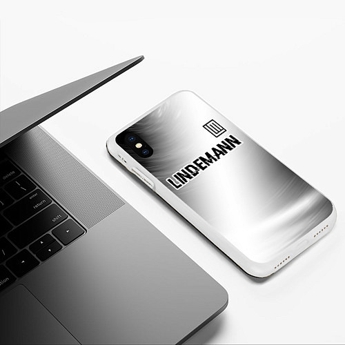 Чехол iPhone XS Max матовый Lindemann glitch на светлом фоне посередине / 3D-Белый – фото 3