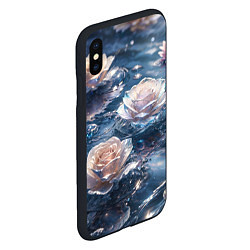 Чехол iPhone XS Max матовый Белые розы на воде, цвет: 3D-черный — фото 2