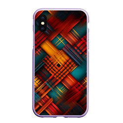 Чехол iPhone XS Max матовый Разноцветная клетка в шотландском стиле, цвет: 3D-светло-сиреневый