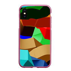 Чехол iPhone XS Max матовый Пластиковые чешуйки, цвет: 3D-малиновый