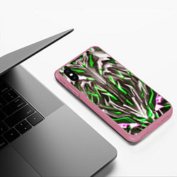 Чехол iPhone XS Max матовый Зелёная киберпанк броня, цвет: 3D-малиновый — фото 2