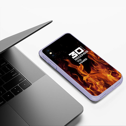 Чехол iPhone XS Max матовый Thirty Seconds to Mars fire / 3D-Светло-сиреневый – фото 3