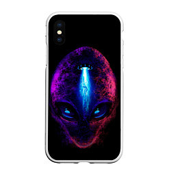 Чехол iPhone XS Max матовый UFO alien head, цвет: 3D-белый