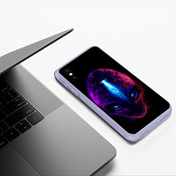 Чехол iPhone XS Max матовый UFO alien head, цвет: 3D-светло-сиреневый — фото 2