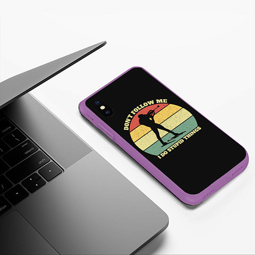 Чехол iPhone XS Max матовый Biathlon retro / 3D-Фиолетовый – фото 3