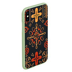 Чехол iPhone XS Max матовый Орнамент в славянском стиле, цвет: 3D-салатовый — фото 2