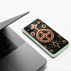 Чехол iPhone XS Max матовый Орнамент в славянской стилистике, цвет: 3D-салатовый — фото 2