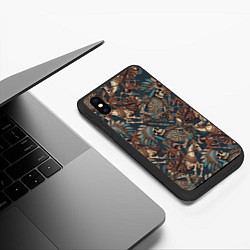 Чехол iPhone XS Max матовый Патерн скелеты индейцев и ковбоев, цвет: 3D-черный — фото 2