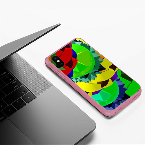 Чехол iPhone XS Max матовый Пластиковый хаос / 3D-Малиновый – фото 3